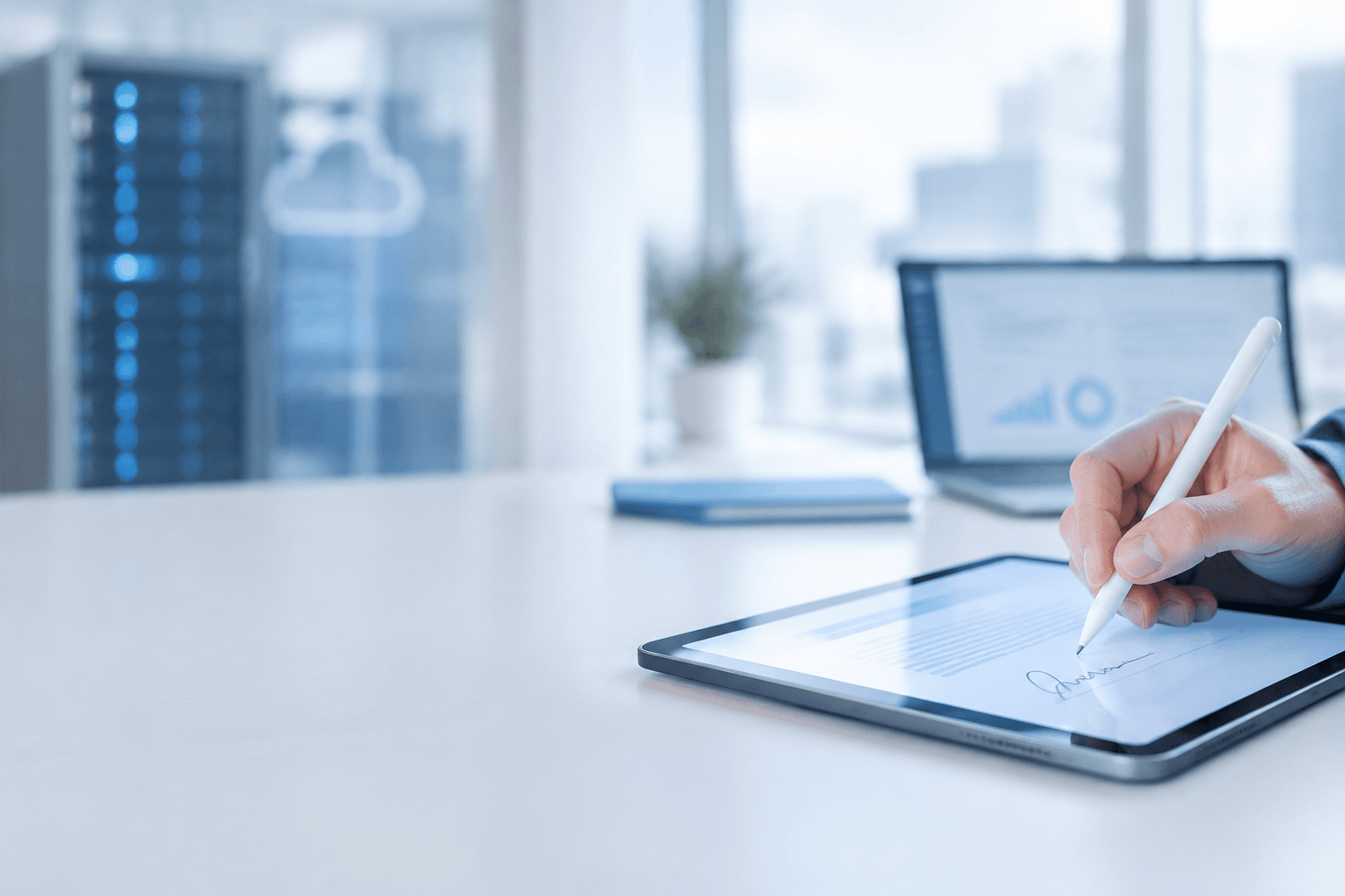 Signing a document electronically on a tablet